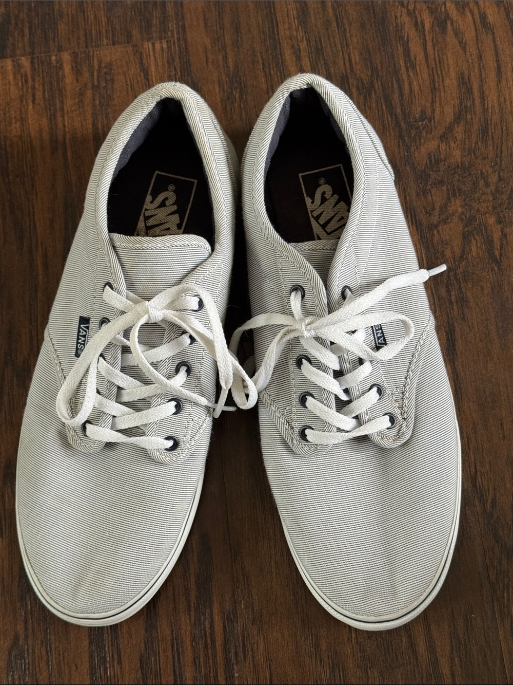 Vans Men's Low-Top Canvas Sneakers in Light Gray and White